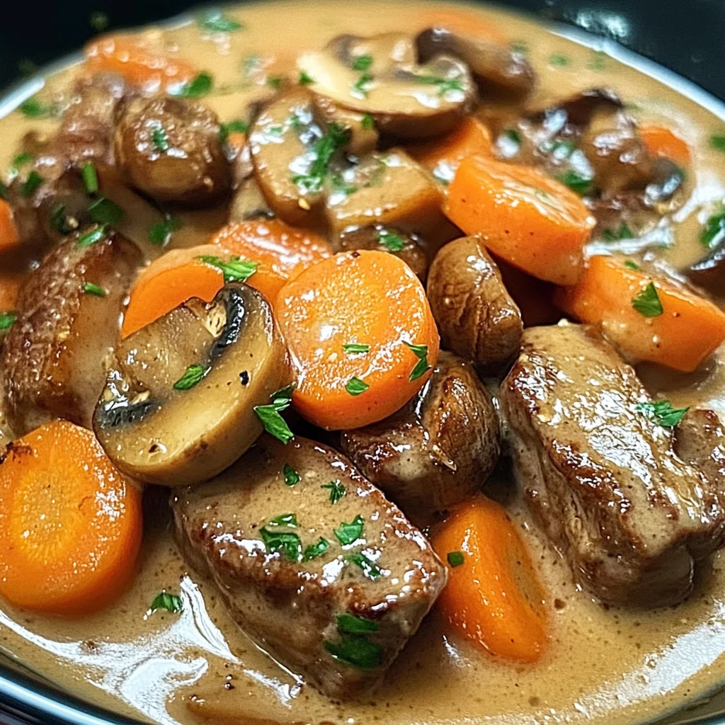 Poêlée de boeuf Crémeuse aux Champignons et Carottes : Un Plat Incroyable, Ultime et Savoureux