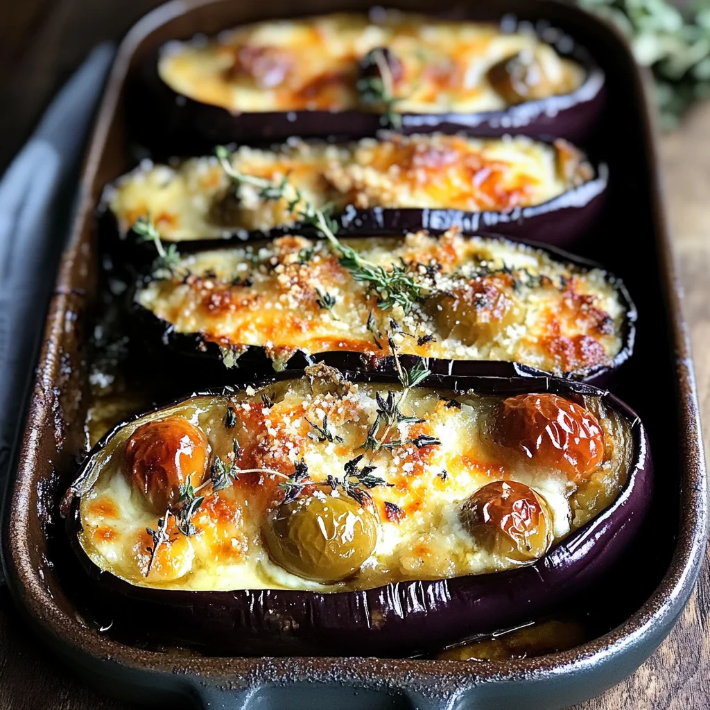 Aubergines gratinées mozzarella olives