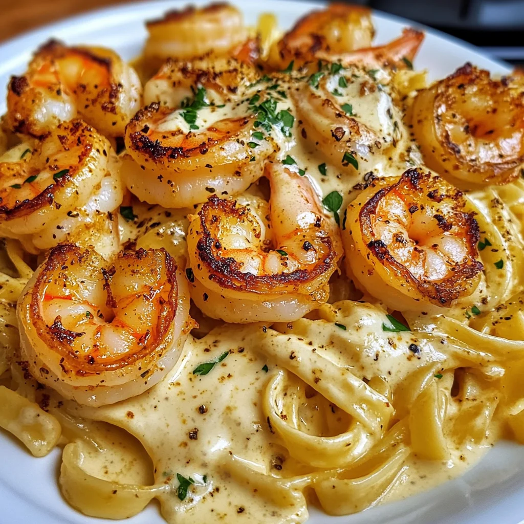 Fettuccine Alfredo aux Crevettes Cajun