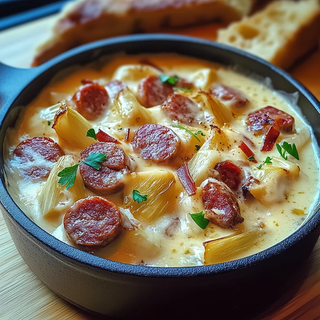 Fondue d’Endives Crémeuse aux Saucisses Fumées