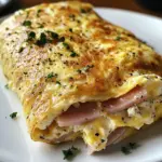 Omelette Roulée au Fromage Frais et jambon de poulet : Une Recette Incroyable pour un Déjeuner Rapide