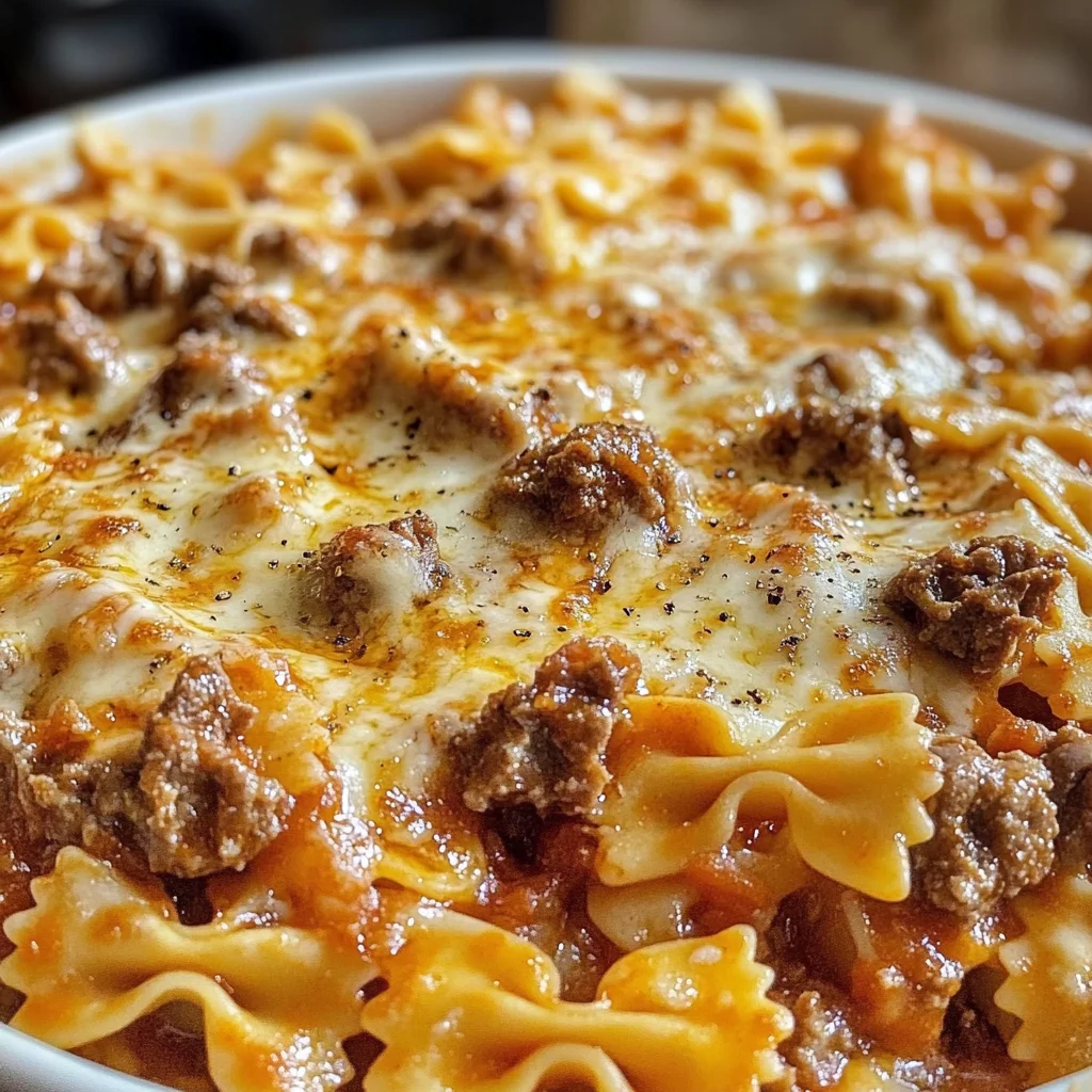 Pâtes Farfalle au Bœuf et au Fromage Fondant