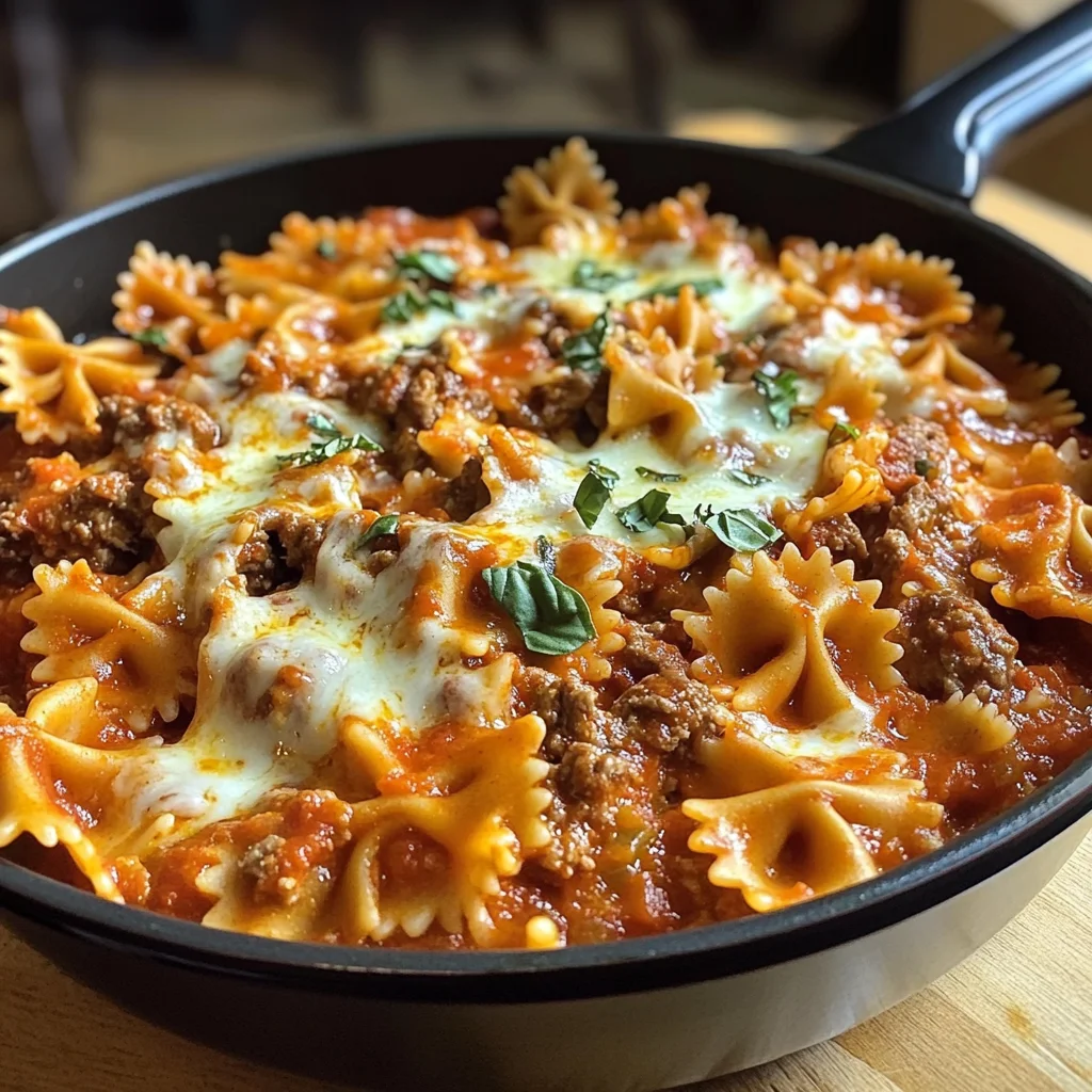 Pâtes Farfalle au Fromage Velveeta et Bœuf Marinara