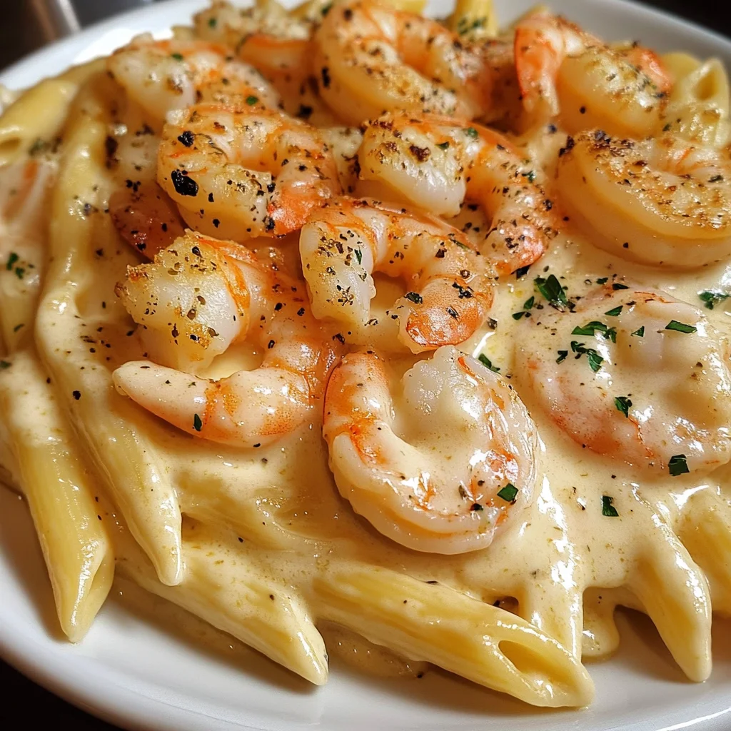 Penne Alfredo aux Crevettes à l'Ail et au Fromage à la Crème