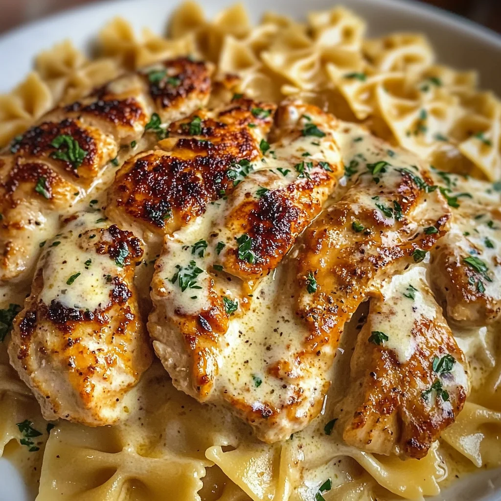 Poulet Cajun aux Pâtes Farfalle à la Crème d'Ail et Parmesan