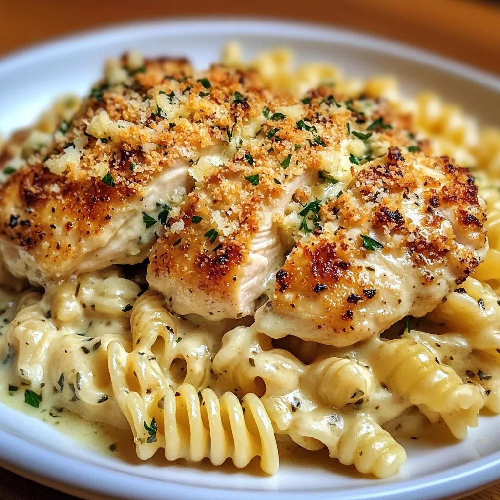 Poulet César au Four avec Pâtes Crémeuses au Parmesan