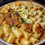 Poulet Parmesan Rigatoni avec Sauce Mozzarella à l'Ail et aux Herbes