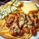 Poulet au Beurre à l'Ail Spaghetti Trois Fromages