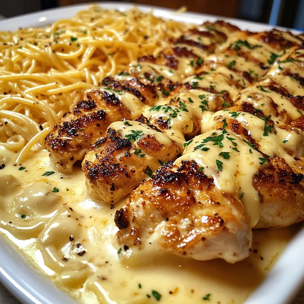 Poulet au Beurre à l'Ail et au Cheddar avec Linguine Crémeuse
