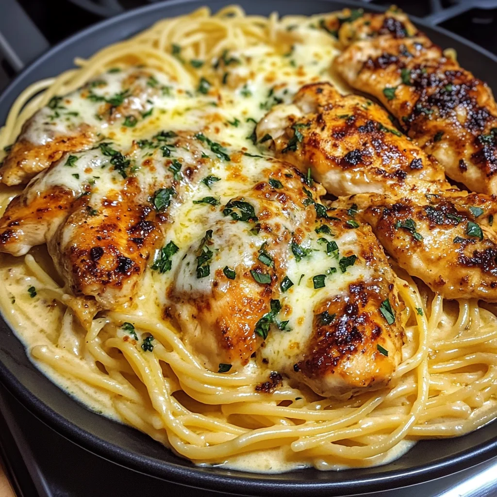 Poulet aux Herbes et Fromage dans une Sauce Alfredo Veloutée