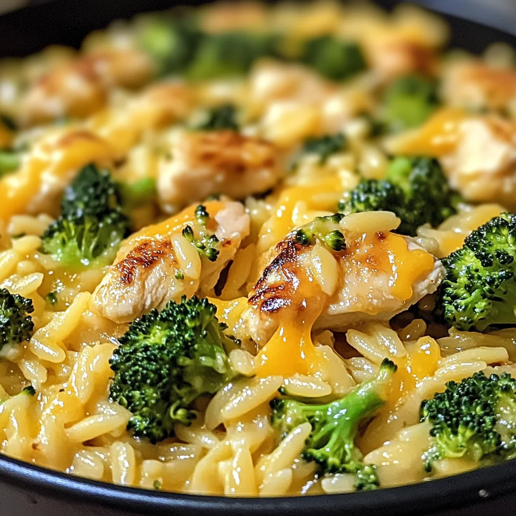 Poulet brocoli orzo au cheddar