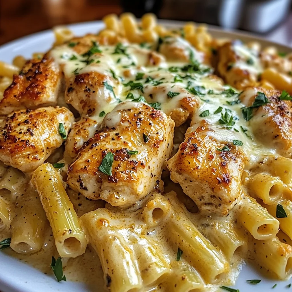 Rigatoni au Poulet Crémeux Cajun à l'Ail et au Parmesan