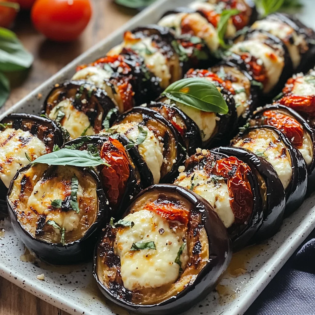 Roulades d'aubergines à la mozzarella