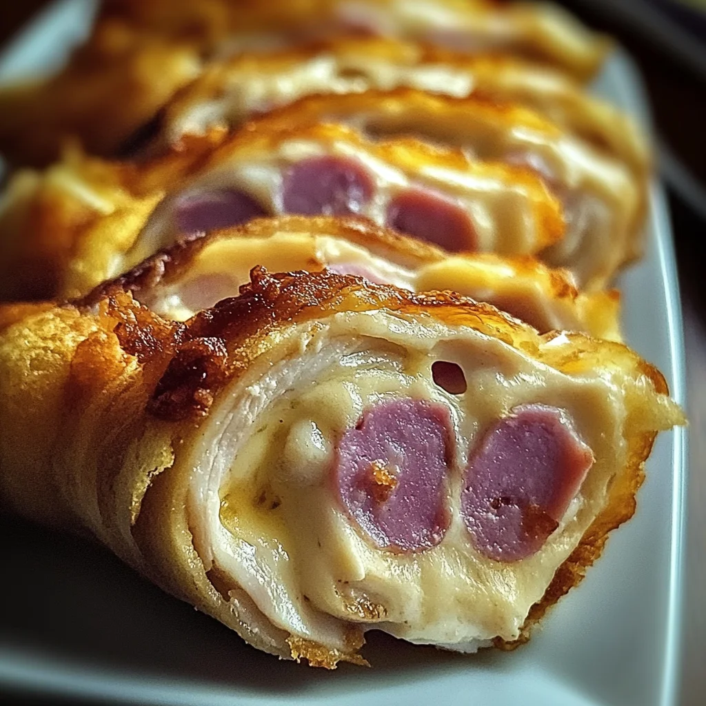 Roulé apéritif au jambon de poulet et fromage