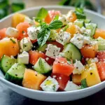 Salade de melon, concombre et feta