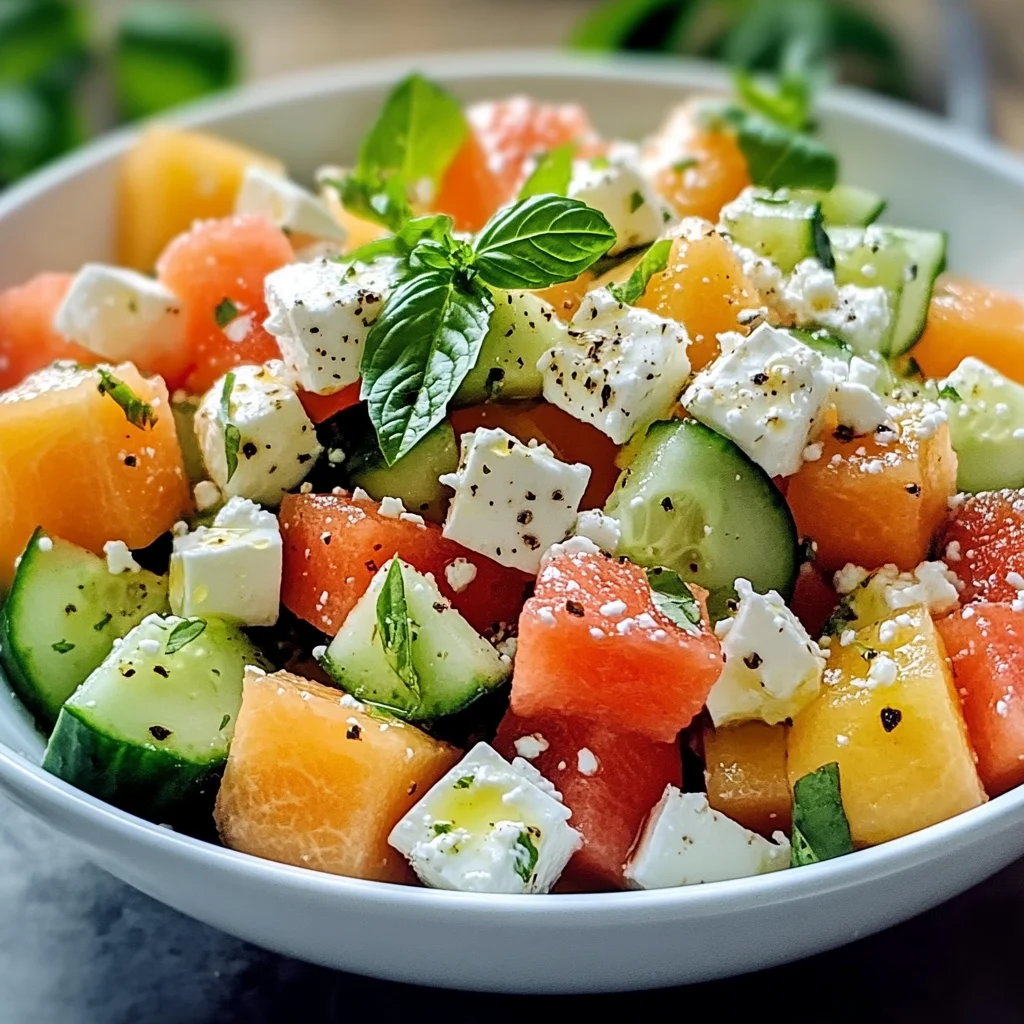Salade de melon, concombre et feta