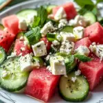 Salade de pastèque, concombre et feta
