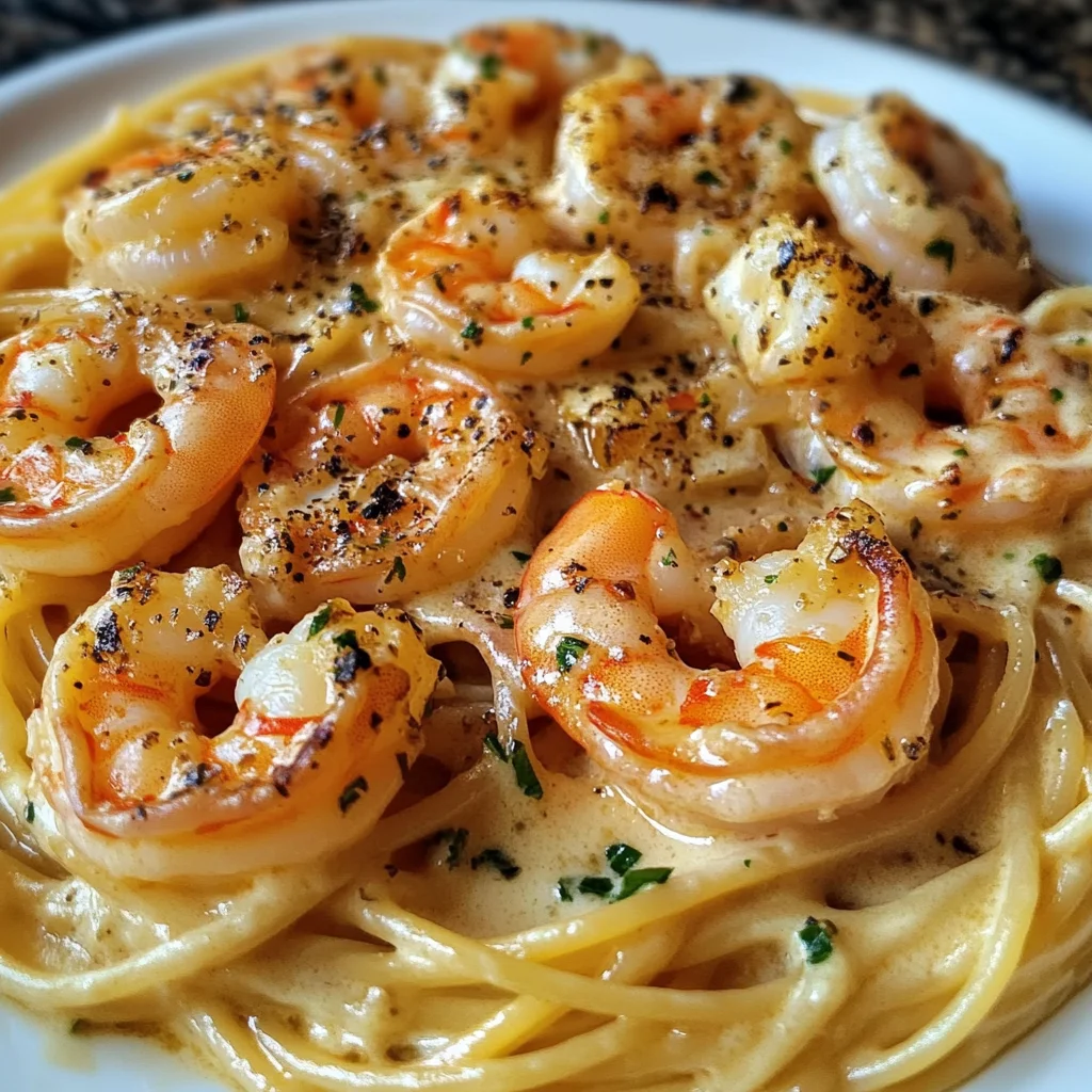 Spaghetti Crémeux aux Crevettes à l'Ail