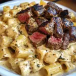Steak Cajun avec Sauce Crémeuse au Fromage Rigatoni