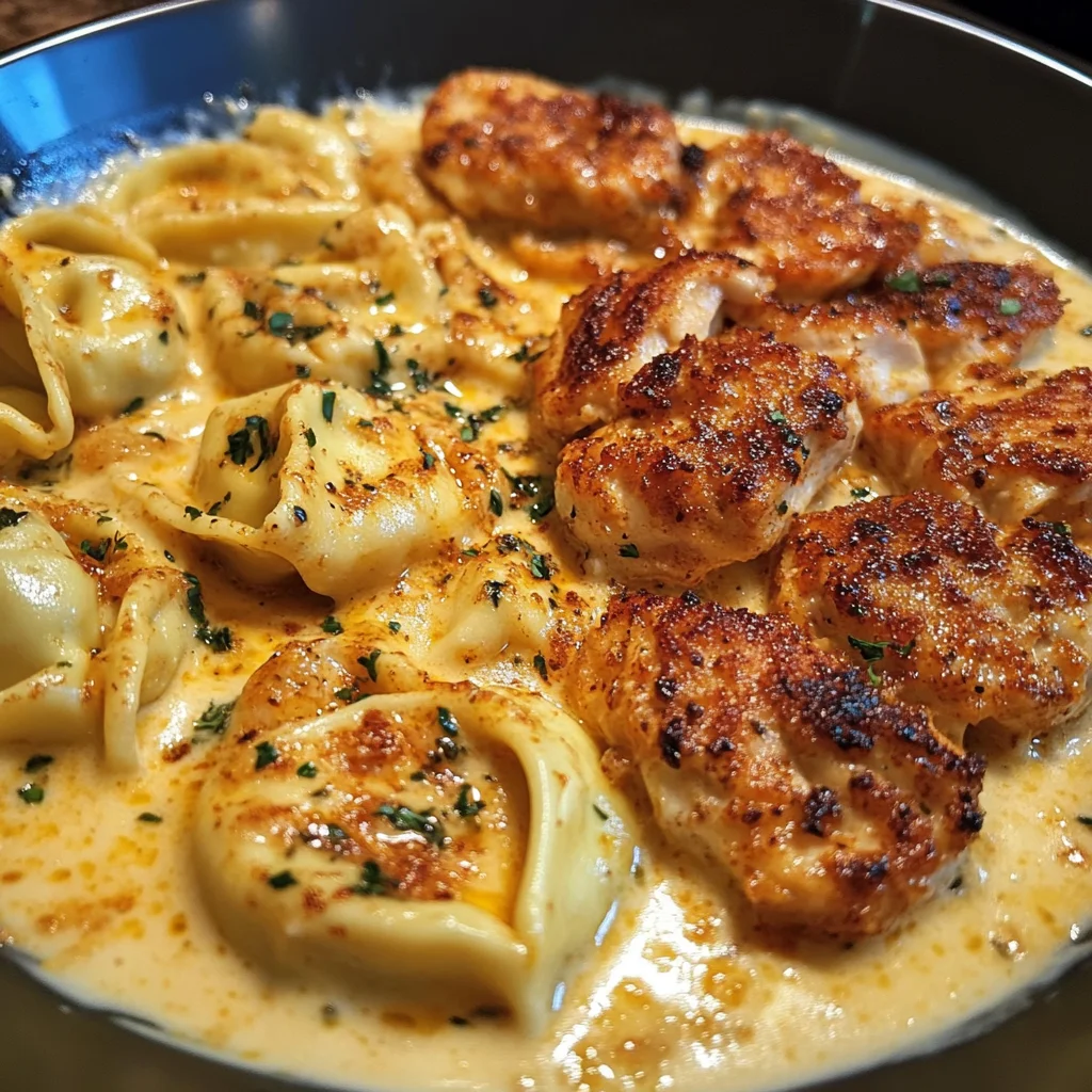 Tortellini au Poulet Cajun avec Sauce Trois Fromages