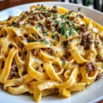 Fettuccine au Bœuf Cajun Fromage avec Crème Beurre à l'Ail Épicée