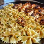 Pâtes Farfalle au Poulet à l'Ail et Beurre dans une Sauce Crémeuse au Cheddar et Parmesan