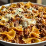 Pâtes au bœuf et au fromage à pâte molle