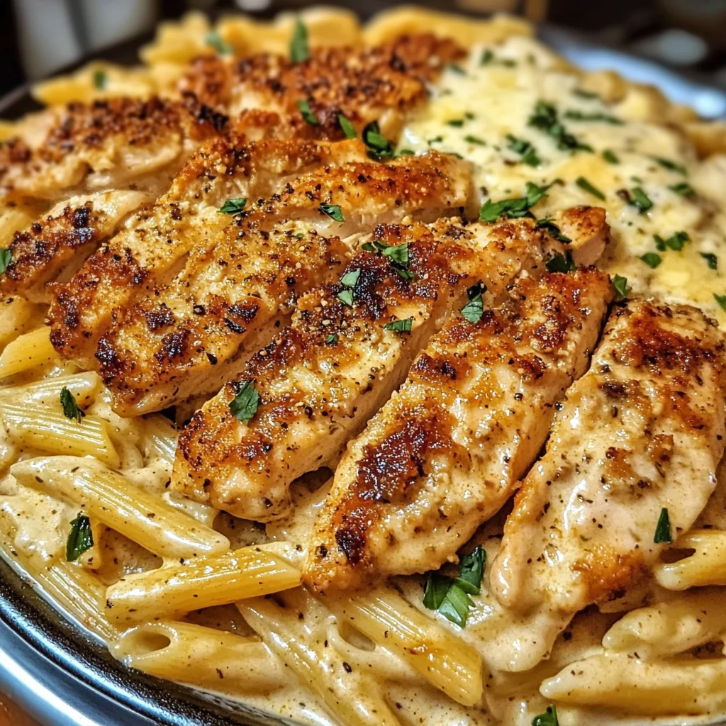Poulet Cajun à l'Ail et Beurre dans une Sauce Alfredo Crémeuse aux Trois Fromages