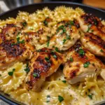 Poulet à l'Ail aux Nœuds Papillon dans une Sauce Épicée au Provolone et Mozzarella