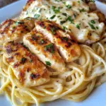 Poulet à l'Ail et au Parmesan Spaghetti dans une Sauce Alfredo Crémeuse