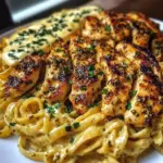 Poulet au Beurre à l'Ail Cajun Linguine dans une Sauce Alfredo Crémeuse