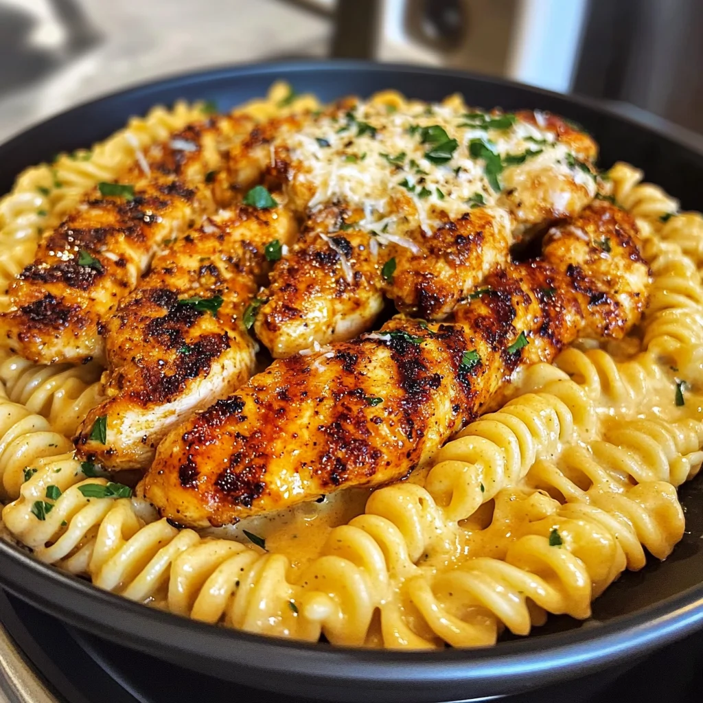 Poulet au Beurre à l'Ail Cajun avec Rotini Crémeux au Parmesan