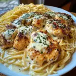 Poulet au Beurre à l'Ail avec Spaghetti dans une Crème Alfredo au Mozzarella Fondant