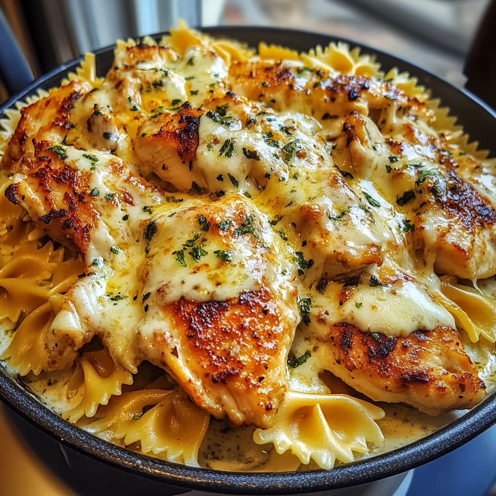 Poulet au Beurre à l'Ail et au Fromage avec Sauce Crémeuse à la Mozzarella