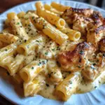 Rigatoni au Poulet à l'Ail dans une Sauce Parmesan Cheddar