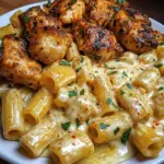 Rigatoni au Poulet au Beurre à l'Ail dans une Sauce Crémeuse aux Trois Fromages Cajun