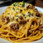 Spaghetti au Boeuf Fromagé dans une Crème au Beurre à l'Ail et au Cheddar Savoureux