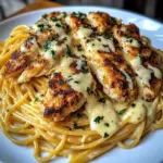 Spaghetti au Poulet avec Sauce Crémeuse aux Trois Fromages Cheddar