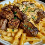 Steak Cajun à la Sauce Parmesan et Penne Fromagère