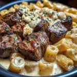 Steak au Beurre à l'Ail avec Rigatoni Crémeux