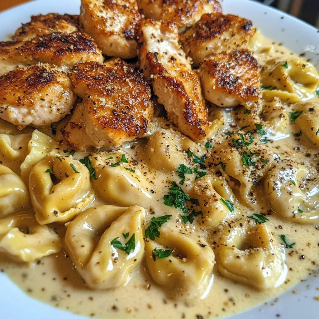 Tortellini au Poulet à l'Ail et au Parmesan dans une Sauce Crémeuse
