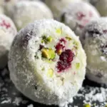 Truffes aux Canneberges, Pistaches et Chocolat Blanc